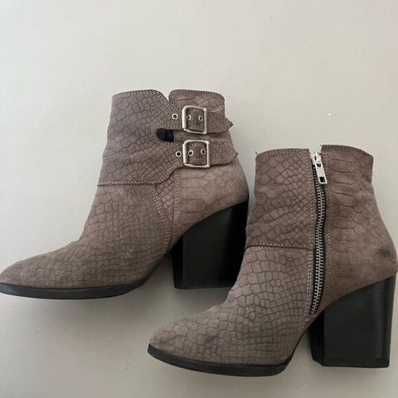 The Kooples Ankle Boots Gray - Leather Snake Print - Picture 1 of 12